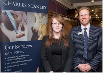 Emma Matthews and Paul Cann of Charles Stanley Investment Management, sponsors of
        the preview evening for the Spring 2014 Fine Sale.
