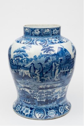 A massive Staffordshire pearlware jar (FS23/391) at 55cm high is inviting bids of £800-1,200 in the
        ceramics auction.