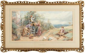 The Elderberry Gatherers (FS24/292) by artist Myles Birkett Foster (1825-1899) is expected to fetch £12,000-£18,000 in the major picture sales within the Autumn 2014 File Sale, which is being held in Exeter with online bidding support.