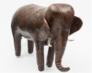A Leather Foot Stool in the Form of an Elephant, retailed by Liberty (FS26/990)
        which is being offered in our Two Day Fine Art Sale starting on 21st April 2015 at our salerooms
        in Exeter, Devon.