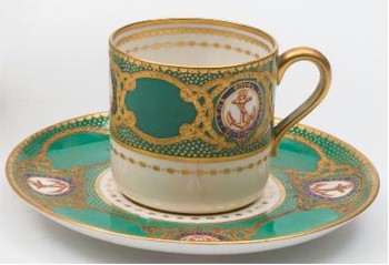 A Copeland Coffee Can and Saucer from the Royal Service of the RY Victoria & Albert III (MA15/10) is inviting bids of
        £80-£120 in the July 2015 Maritime Auction, which will support live online bidding for those unable to make it to Exeter.
