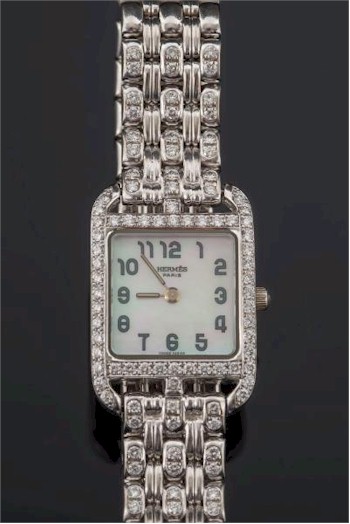A Hermes Lady's 18ct White Gold and Diamond Mounted 'Cape Cod' Wristwatch (FS27/166) offered in our Two Day Fine Art Sale starting on 14th July 2015 at our salerooms in Exeter, Devon.