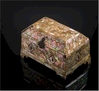 Bids of between £2,500 and £3,500 are being invited for this rare Indian Mother of Pearl and Stone Casket (FS27/612).