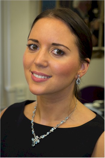 Lucy Marles, jewellery specialist, modelling a set of jewels which are to be sold in the forthcoming Summer Fine Sale.