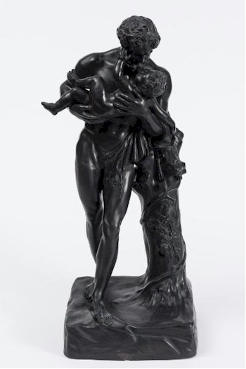 A Wedgwood Black Basalt Figure of the Faun and Bacchus (FS28/526) offered in our Two Day Fine Art Sale starting on 6th October 2015 at our salerooms in Exeter, Devon.