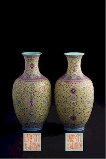 A pair of Chinese Eggshell Porcelain Lime-green Ground Vases (FS30/520) is being offered as part of the Ceramics and Glass Auction
        within the April 2016 Fine Sale.