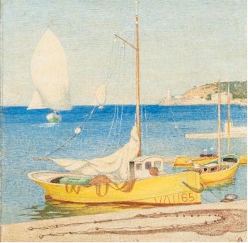 Peurto de Soller, Mallorca (FS30/284) by Maxwell Ashby Armfield (1881-1972) realised £3,000.