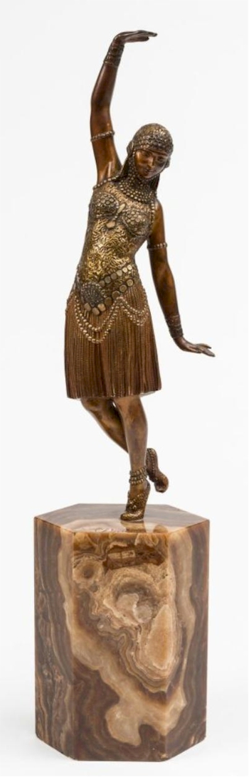 An Art Deco Figure 'The Dancer of Lebanon' (FS34/1053) by Demetre H Chiparus (1886-1947) is included in
        the Works of Art section of the Fine Sale.