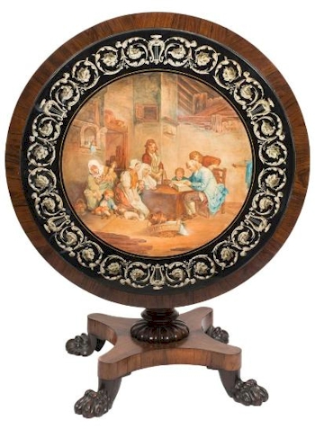 A 19th Century Italian Scagliola Circular Table Top (FS35/1091) is inviting bids of £5,000-£7,000.