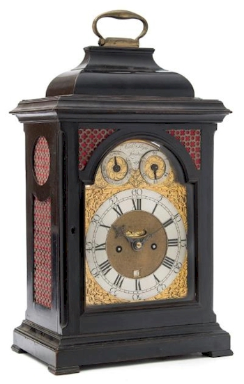 The Clocks section has this ebonised bell-top Bracket Clock by Nathaniel Style of London (FS35/944).