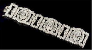 The 1930s diamond mounted bracelet (FS35/360) performed well being acquired for £16,000.