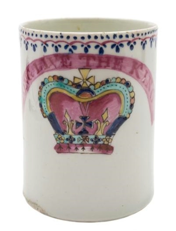 A Lowestoft 'Royal Commemorative' Mug (FS37/79) from the Flowerday Collection was sold for £5,300.