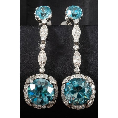 A Pair Of Early 20Th Century, Blue Zircon And Single Cut Diamond Drop Earrings