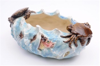 A Delphin Massier Majolica Bowl (FS17/563), being offered in our January 2013 Fine
            Sale, which will also be available live online for those who cannot be in the saleroom
            on the day.