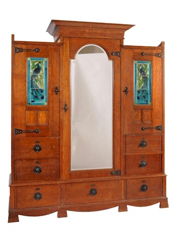 A Late Victorian/Edwardian Oak Wardrobe in the Art Nouveau Taste by Shapland and
            Petter (FS18/856) offered in our Two Day Fine Art Sale, starting on 24th April 2013
            at our salerooms in Exeter, Devon.