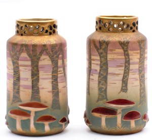 Amphora pottery vases by Paul Dachsel.