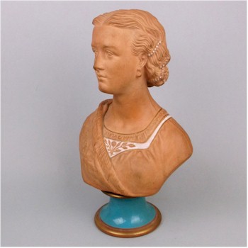 A Watcombe terracotta bust of Alexandra Princess of Wales.