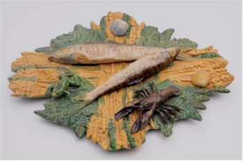 A Palissy Ware plaque by Alfred Renoleau, circa 1890.