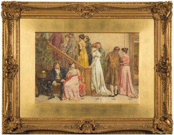 The Next Dance (waterolour, 36cm x 53cm) by George Goodwin Kilburn (1839-1924), which is estimated at £3,000-£5,000 (January 2016).