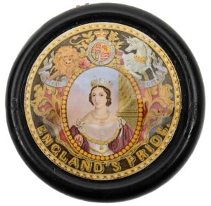 An F&R Pratt pot lid depicting Queen Victoria.
