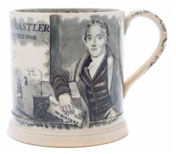 A mug commemorating Richard Oastler Friend of the Poor (FS35/686).
