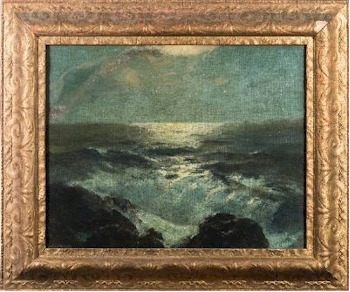 Julius Olsson (1864-1942): Moonlit Coastal Scene, Headland Beyond (FS41/382).