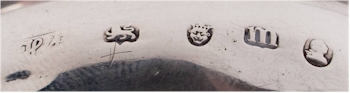 The marks on the Hester Bateman silver wine funnel, London, 1787 (FS41/135).