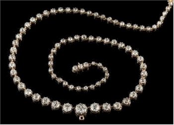 This late 19th century graduated diamond riviere necklace (FS34/348) displays high
        quality, old-brilliant-cut diamonds.