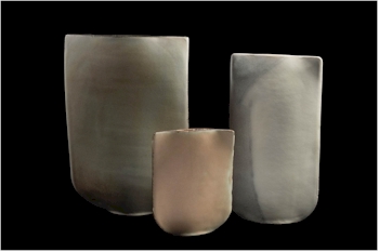 Val Barry stoneware sail vases.