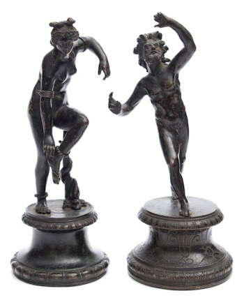 Two Grand Tour bronzes: The Dancing Faun of Pompeii and Venus adjusting her sandal (FS36/782).