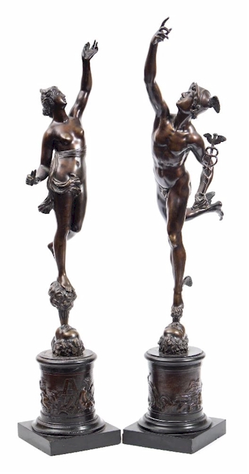 After Giambologna, a pair of bronze figures Mercury and Fortuna (FS40/765).