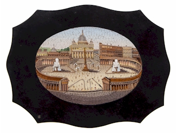 A grand Tour micro-mosaic brooch depicting St Peter’s Square, Rome (FS10/156).