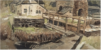 Fred Yates (1922-2008): Pont Mill, Lostwithiel, Cornwall - signed bottom left; oil
        on board; 61x122cm.