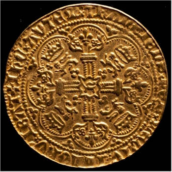 The other side of the Henry IV gold Noble.