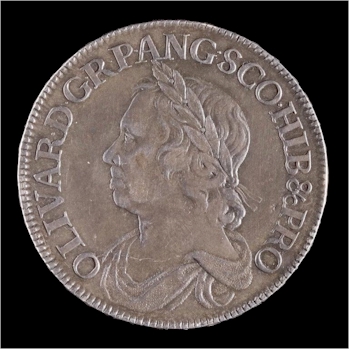 The other side of the 1653 Commonwealth Crown.