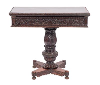 An Anglo-Indian Carved and Stained Hardwood, probably Padouk, Card Table, Second
        Quarter 19th Century (FS53/1621).