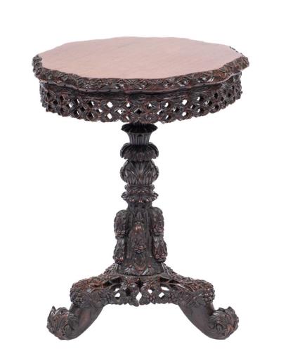 An Anglo Indian Carved and Stained Hardwood Circular Occasional Table, Bombay Presidency,
        Last Quarter 19th Century (FS53/1624).