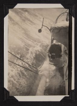 a photograph by francis davies aboard a rolling rrs william scoresby on route to antarctica 1929