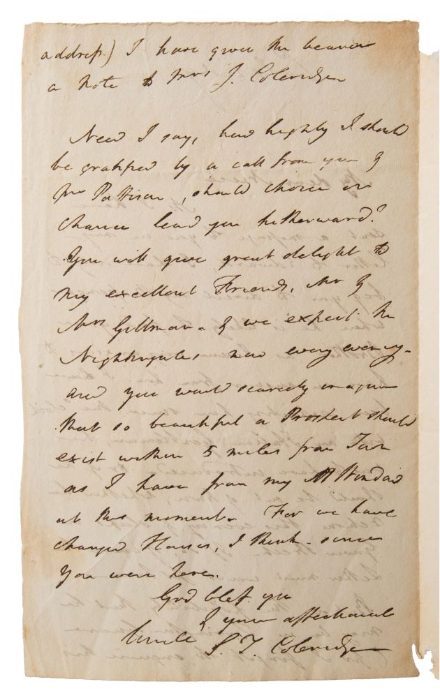 letter by samuel taylor coleridge letter (1772-1834)