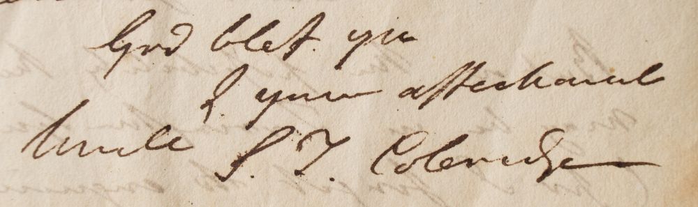 samuel taylor coleridge (1772-1834) signature on letter