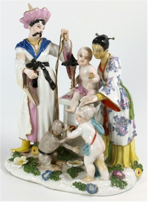 A Meissen figure of a 'typical' Chinese family.