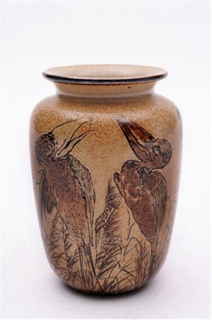 Martin Brothers salt glazed stoneware vase (FS15/530). Estimate: £1,200-£1,500.
