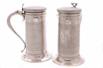A pair of Charles I silver flagons. Sold for £19,000 (FS15/117).