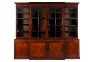 A George IV mahogany breakfront library bookcase. Hammer Price: £6,600. (FS15/807).