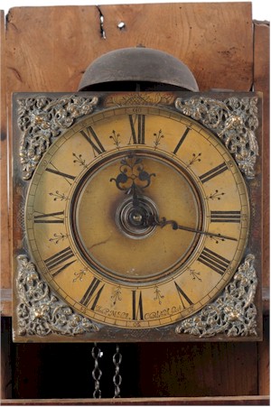 The dial of a longcase clock made by the Devon-based clockmaker John Michell, circa 1690. (FS17/754).