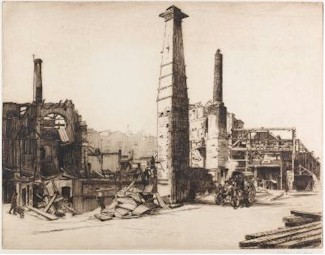 An etching depicting the mid 20th Century demolition work on Oxford Street in London by William Robert Hay (1886-1964),
        which will be in the February 2013 Selected Picture Auction. (EX63/55).