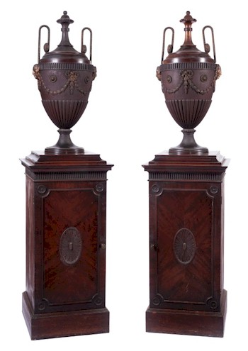 A Pair of George III Mahogany Pedestal Urns (FS18/813) offered in our Two Day Fine Art Sale starting on 24th April 2013 at our salerooms in Exeter, Devon.