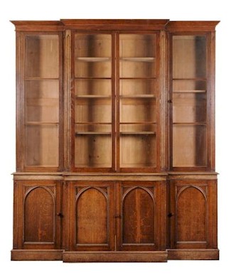 A 19th century oak breakfront libray bookcase (SF18/1003) from The Nye Collection. Both sales will have full
        online bidding support over the Internet.