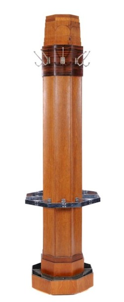An Art Deco oak, coromandel and chromium octagonal hall stand, estimate £400-£600
        (SF18/1067).