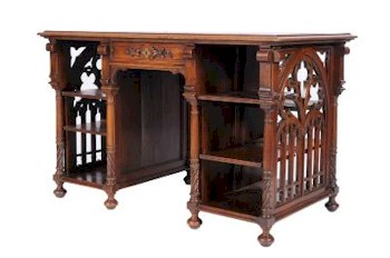 The Nye Collection comprises a wide range of furniture, along with some quirky and unusual items such as this
        Victorian kneehole library desk that realised £2,700 (SF18/1061a).